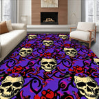 Gothic Skull Rose Swirls Rug