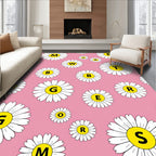 Pink Daisy Alphabet Collage Rug