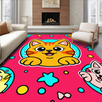 Cute Orange Cat Kawaii Collage Rug