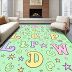 Pastel Alphabet Stars and Swirls Rug