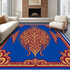 Crimson Gold Floral Medallion Blue Rug