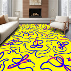 Retro Yellow Blue Swirls Starburst Rug