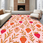 Red Strawberry Branch Repeating Pattern Rug