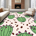 Whimsical Green Cactus Brown Spots Rug