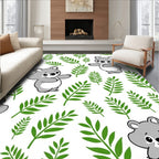 Playful Gray Koalas Green Foliage Rug