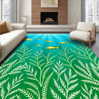 Sunny Yellow Fish Teal Underwater Scene Rug
