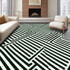 Modern Black and White Geometric Lines Rug