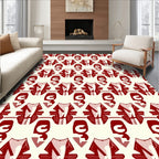Crimson Iconography Repeating Square Rug