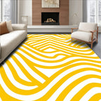 Golden Yellow Abstract Wavy Stripes Rug