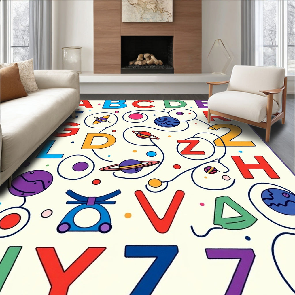Cosmic Alphabet Planets Planets Orbiting Rug