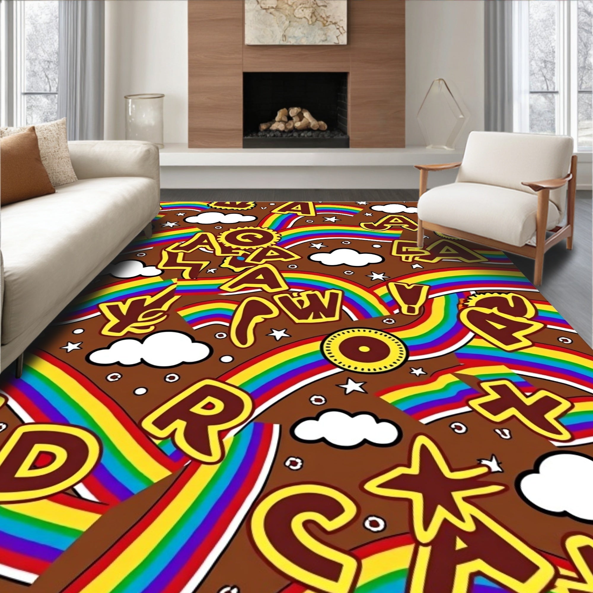 Rainbow Clouds Alphabet Adventure Rug