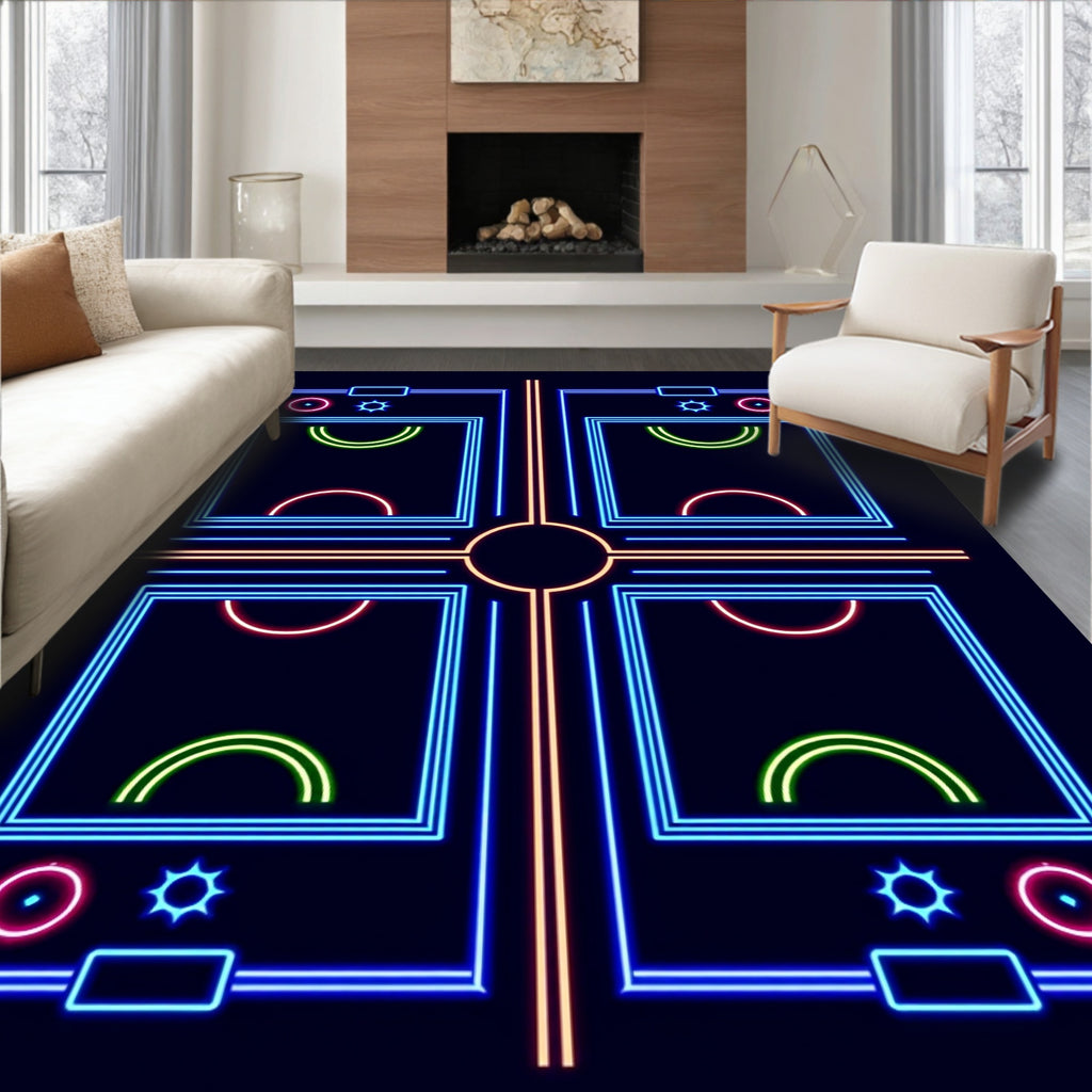 Neon Grid Square Abstract Rug