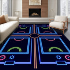 Neon Grid Square Abstract Rug