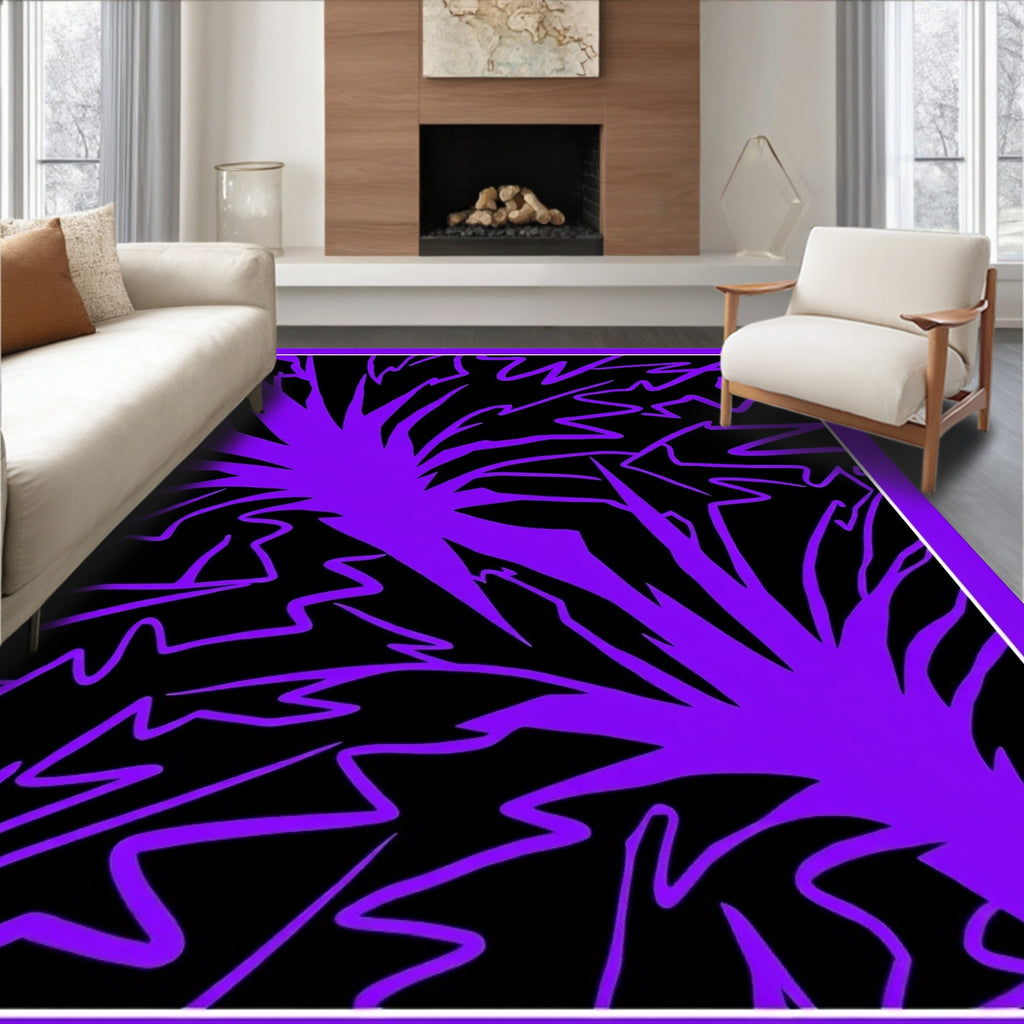 Vibrant Purple Jagged Explosion Rug