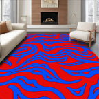 Bold Red Blue Organic Swirl Rug