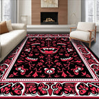 Crimson Red Vampire Mouth Floral Rug