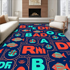 Coral Fish Alphabet Collage Rug