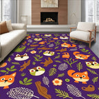 Cute Fox Owl Forest Garden Pillow Rug