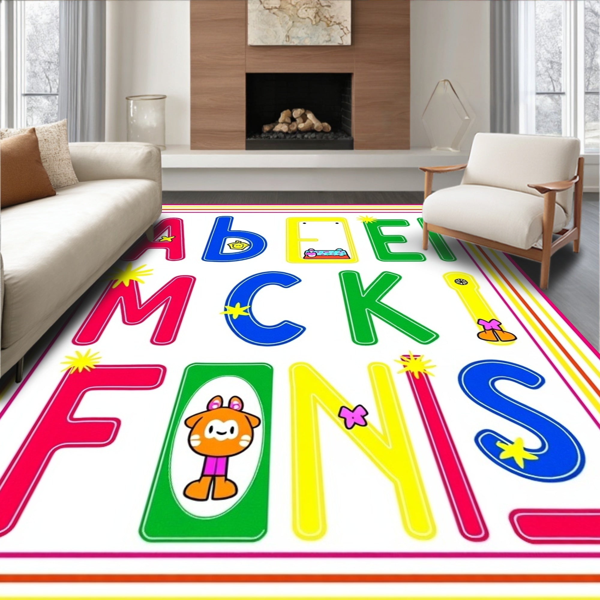 Colorful Alphabet Friends Playful Letters Rug