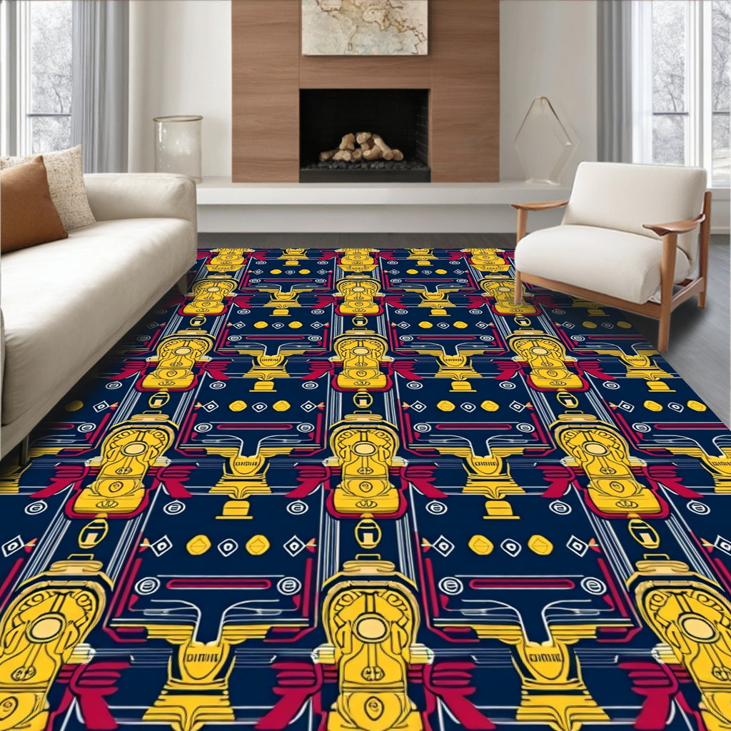 Bold Yellow Fire Hydrant Navy Rug
