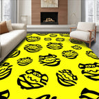 Bright Yellow Tribal Face Rug