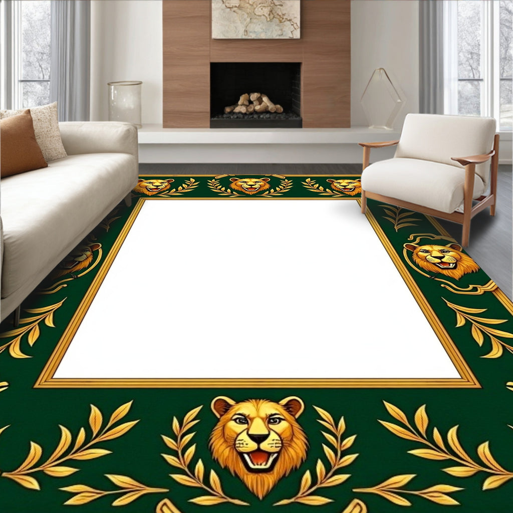 Regal Emerald Lion Laurel Border Rug