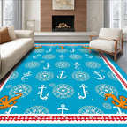 Nautical Seahorse Anchor Compass Sky Color Rug