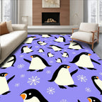 Charming Purple Penguin Snowflakes Repeat Rug
