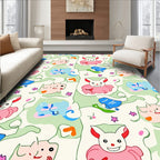 Whimsical Pink Bunny Cream Swirl Rug