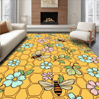 Honeybee Floral Garden Honeycomb Rug