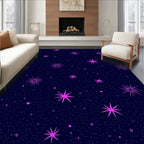 Neon Pink Starburst Night Sky Rug