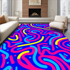 Vibrant Blue Pink Yellow Swirl Rug