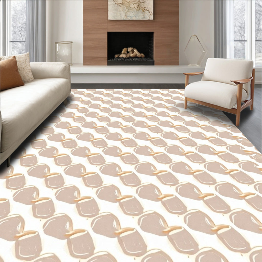 Neutral Tan Abstract Pebble Repeat Rug