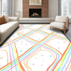 Pastel Rainbow Stripe Grid Rug