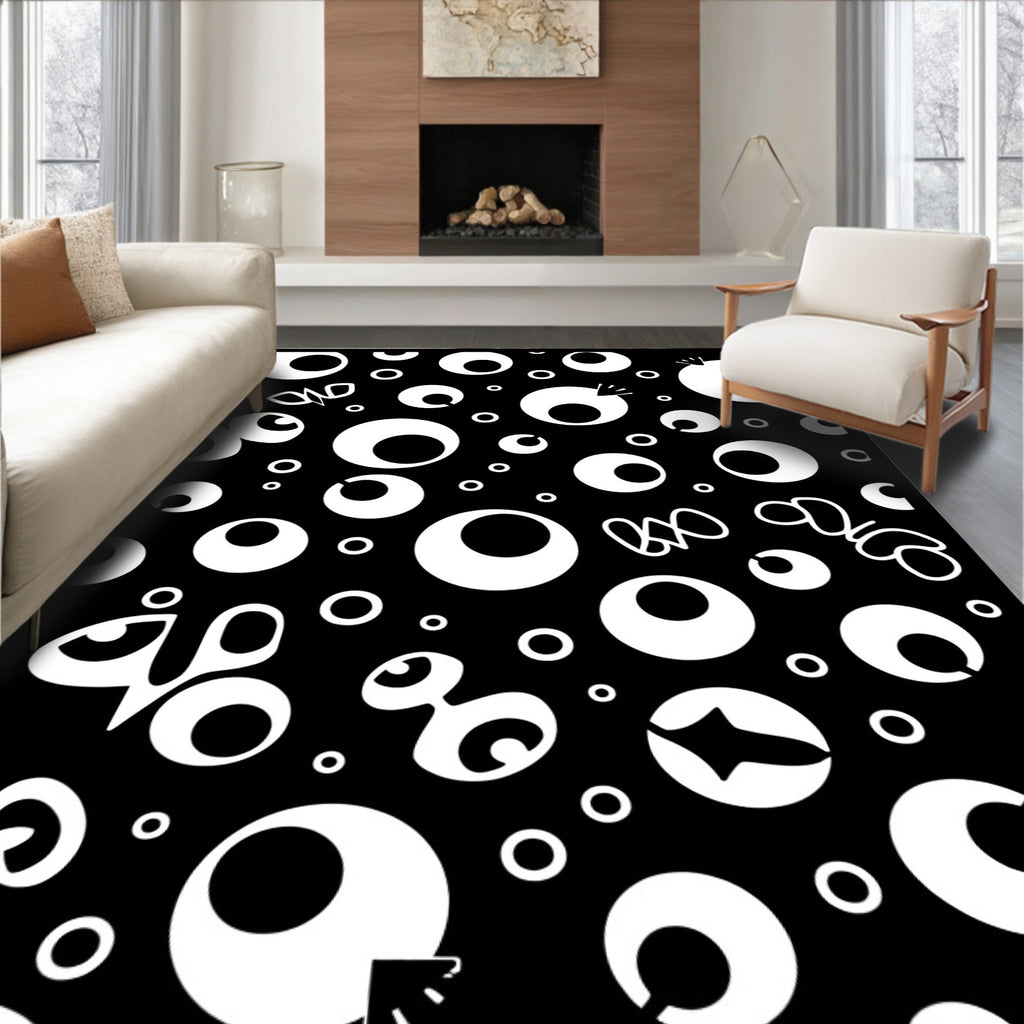 Black and White Abstract Eyes Rug