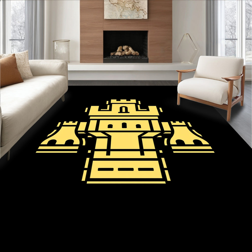Golden Fortress Castle Icon Rug
