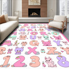 Cute Alphabet Animals Pastel Colors Rug