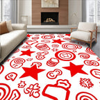 Crimson Red Whimsical Icon Collection Rug
