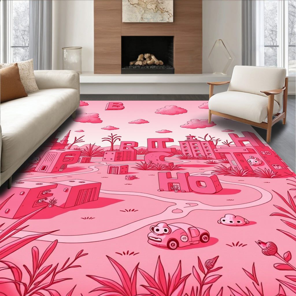 Crimson Alphabet City Landscape Rug