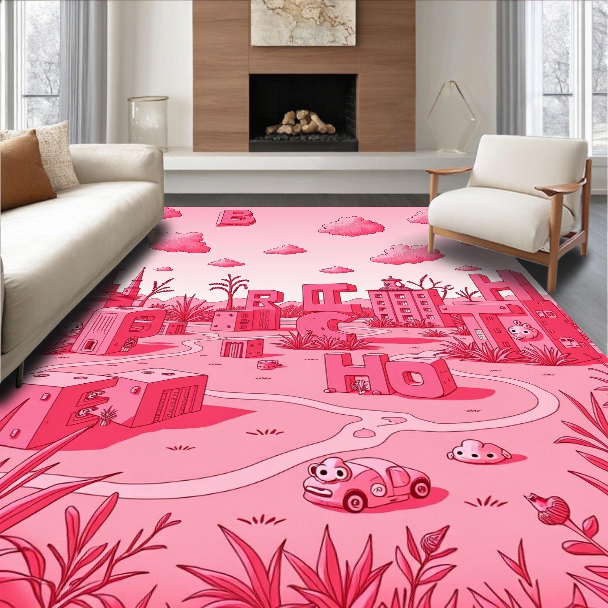 Crimson Alphabet City Landscape Rug