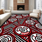 Bold red concentric circles abstract Rug