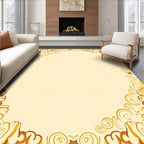 Playful Yellow Bear Swirl Border Rug