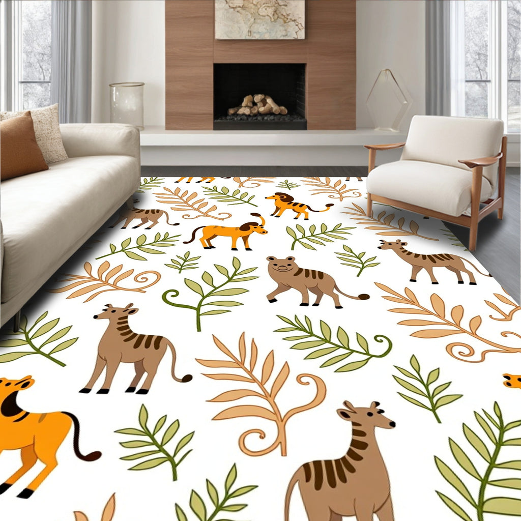 Safari Animals Amongst Foliage Rug