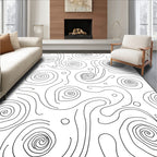Abstract Swirls Black And White Organic Rug