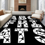 Abstract White Organic Letter Art Rug
