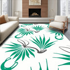 Teal Green Abstract Leafy Spray Rug