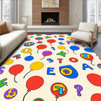 Bright primary balloons letters numbers Rug