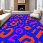 Bold Blue Orange Alphabet Collage Rug