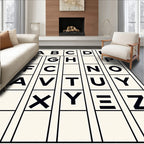 Bold Black Alphabet Grid Rug