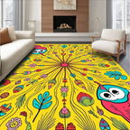 Whimsical Owl and Featherburst Meadow Rug